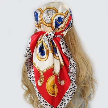 90 * 90cm saç eşarbı Kadın Moda Tasarımcısı Güzel Çiçekler Fular Yumuşak Saten Şal Fular Kare İpek Eşarplar Boyun Başörtüsü
