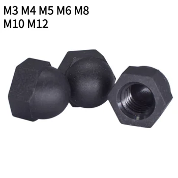 M3 M4 M5 M6 M8 M10 M12 naylon kapak somunu Siyah Plastik Somun Kapaklı Somun Topu Dekoratif vidalı kapak Naylon Somun