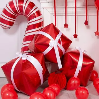 Noel Noel Baba Koltuk Değneği Lolipop Hediyeler Folyo Balonlar Mutlu yılbaşı dekoru Çocuklar İçin Noel hediyesi Balonlar Mutlu Yeni Yıl 2022