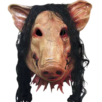 Cadılar bayramı Korkunç Maskeler Yenilik Domuz Kafası Korku Saç Maskeleri Cosplay Kostüm Gerçekçi Lateks Festivali Malzemeleri Maske