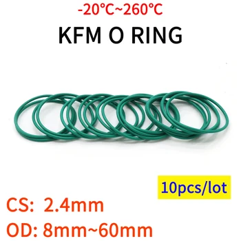 10 adet CS 2.4 mm OD 8 ~ 60mm Yeşil FKM Flor Kauçuk O Ring Sızdırmazlık Contası Yalıtım Yağı Yüksek Sıcaklık Dayanımı Yeşil