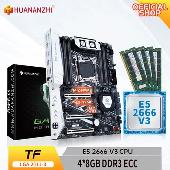 HUANANZHI TF LGA 2011-3 Anakart Intel XEON E5 2666 V3 ile 4 * 8G DDR3 RECC bellek combo kiti seti SATA USB