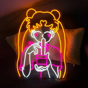 Sailor Moon Özel Led Neon Burcu Anime Yaratıcı duvar dekor yatak odası ev Mağaza kişiselleştirilmiş tasarım ışık doğum günü hediyesi