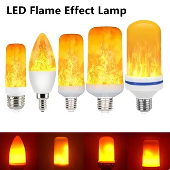 LED alev lambası E27 yangın ampul LED 3 W 5 W 7 W 9 W E26 alev etkisi ışık 220 V E14 mısır ampul E12 mum ışığı dinamik titrek 110 V