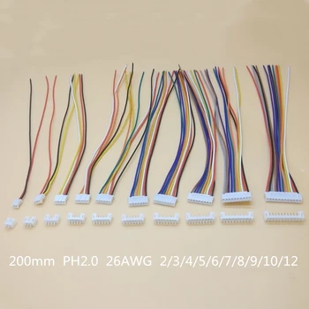 10 Takım PH2. 0 Mikro Mini JST 2.0 PH Erkek dişi konnektör 2/3/4/5/6/7/8/9/10-Pin Fiş terminali Teller Kabloları 200MM 26AWG