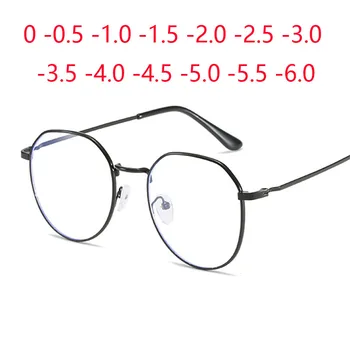 Diyoptri-1-1.5-2-2.5-3-3.5-4 - 6 Ultra hafif bitmiş Metal Anti mavi ışık miyopi gözlük klasik miyop gözlük