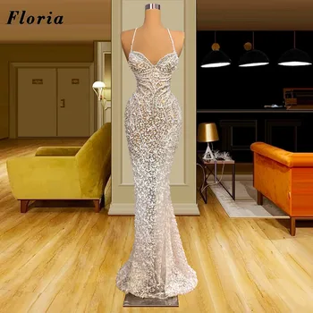 Floria Custom Made Tam İnciler Ünlü Elbiseleri Elbiseler Dubai Uzun Mermaid Balo Elbise Abiye giyim Couture Kadınlar Abiye