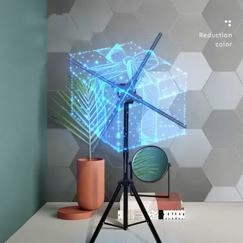 65/80/100CM 3D Hologram Görüntü Projektör Fanı Yüzen Çıplak Göz gösterge lambası LED Hologrom Reklam Makinesi
