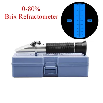 El 0-80 % Brix Bal Refraktometre Brix Metre ATC Konsantrasyonu Yüksek Şeker Test Aracı Meyve tatlılık ölçer 40 % kapalı