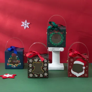 12 Adet Noel kağit kutu Pencere Kolu ile şeker kutusu Sabun Mum Çerez Şeker Küçük Hediye Paketleme Parti Favor Dekorasyon