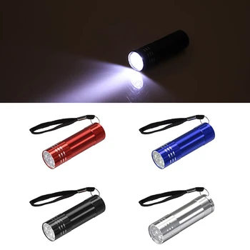 4 adet Mini El Feneri 9 LED Kordon İle Su Geçirmez Basma Düğmesi Alüminyum Alaşımlı Taşınabilir Flaş ışığı Meşaleler