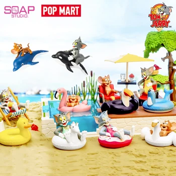 POP MART Tom ve Jerry-Yaz Sıçrama Serisi Gizem Kutusu 1 ADET/8 ADET Kör Kutu Kawaii oyuncak figürler aksiyon figürü