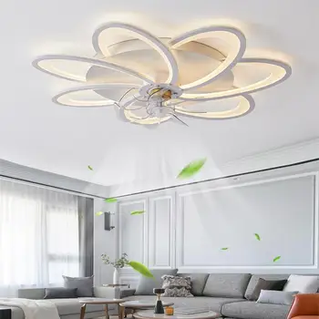 Iskandinav yaratıcı Fan tavan lambası Uzaktan kumanda ile iç mekan aydınlatması Oturma odası için tavan vantilatörü ışıkları ile Uzaktan kumanda fanlar