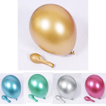 5 İnç Metalik Balon 50 adet Lateks Krom Balonlar Düğün Mutlu Doğum Günü Partisi Altın Gümüş Yuvarlak Globos Şişme Hava Gelin