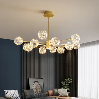 Iskandinav LED Avize Altın cam küre Parlaklık Tavan Asılı Lamba Ev Dekor Aydınlatma Armatürleri Oturma Odası Yatak Odası Mutfak için