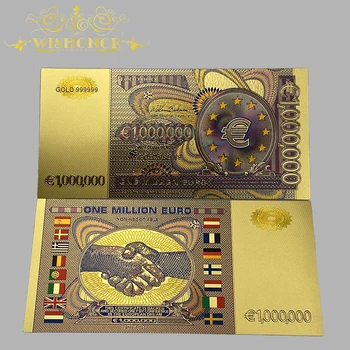 10 Adet/grup Güzel Renk Euro Banknot 5 10 20 50 100 200 500 1000 1 Milyon Banknot 24k Altın Kaplama Koleksiyonu için