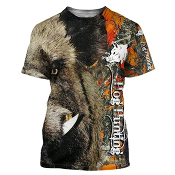 3D Yaban Domuzu Avcılık T-shirt erkek Yaz Dijital Baskılı Üst Rahat Kısa Kollu kadın Moda Trendi T-shirt 2021