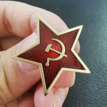 Rusya Sovyet Kırmızı Yıldız Çekiç Orak Emaye Broş Pin Yaka Sert metal pimler Broş Rozetleri Zarif Takı Aksesuarları