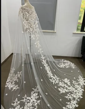 Gelin Wrap Dantel Aplikler Şal Düğün pelerin Elbise Aksesuarları Parti Kadın uzun Ceket pelerin elbise özel boyut