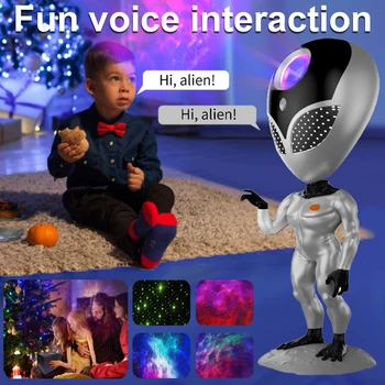 360° Robot Yıldız Projeksiyon Lambası İnteraktif Galaxy Bulutsusu Projektör Romantik Atmosfer Gece Lambası Ev yatak odası dekoru Çocuk Hediye