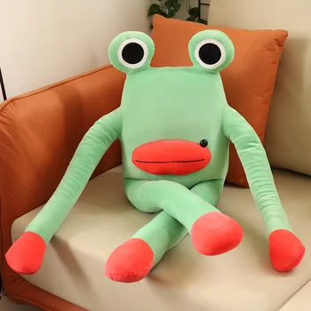 60 cm Tuhaf Garip Sevimli Kawaii Yeşil Kurbağa Kurbağa Peluş Bebek doldurulmuş oyuncak Dekoratif Süs Çocuk Noel Doğum Günü Hediyeleri