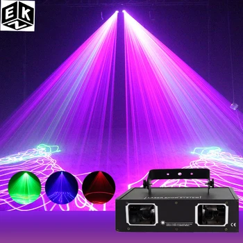 Lazer ışığı 2 kafaları lazer RGB çift delik aydınlatma DMX512 etkisi aydınlatma için uygun DJ parti disko gece kulübü dans pisti