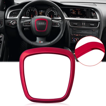 Kırmızı Araba İç direksiyon kılıfı Trim Amblemi Merkezi Çerçeve Audi A3 A4 B7 B8 A5 A6 C6 A8 D3 Q5 Q7