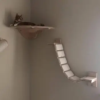Duvara Monte Kedi Tırmanma Merdiveni Dayanıklı Kedi Tırmanıcı Kedi Hamak Yatak Pet Mobilya Yavru Raf Kedi Evi Kedi Tırmalama Oyuncaklar