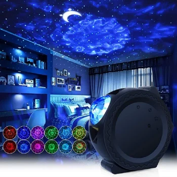 Yıldız galaxy projektör LED ay ve yıldız ışıkları Ses kontrolü ile 6 aydınlatma gökyüzü projektör Çocuk yatak odası ve Parti dekor