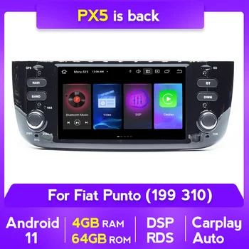Android 11 4G LTE DSP Araba Multimedya Radyo Çalar Fiat Punto İçin GPS Navi Carplay Oto Araba IPS BT DVD 2 Din