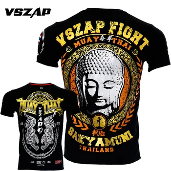 VSZAP Shakyamuni Mücadele muay Thai Boks MMA mücadele Boks Gömlek kısa kollu tişört Erkek Spor Kas