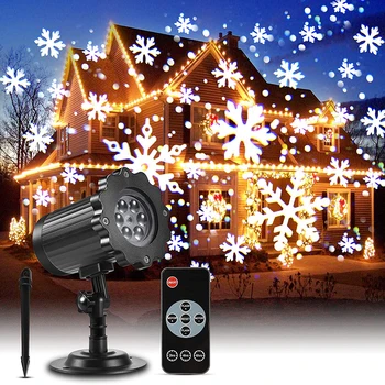 Su geçirmez hareketli kar tanesi lazer projektör ışık noel kar yağışı LED sahne ışık tatil yeni yıl partisi bahçe lambası