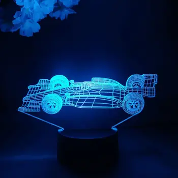 FIA Formula 1 Dünya Şampiyonası Şekli 3D Illusion Araba Gece Lambası Serin Hediye Çocuk Odası Başucu Deco Lav Lambası LED sensörlü ışık
