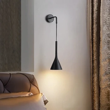 Nordic başucu duvar kolye ışıkları E27 LED yatak odası duvar lambası oturma odası merdiven otel mutfak ışıkları fikstür siyah beyaz gri