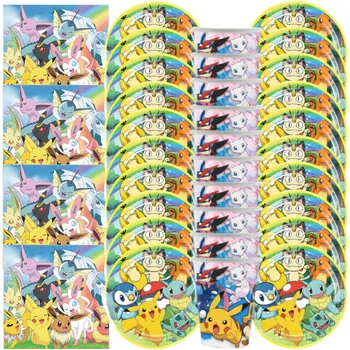 Pokemon Tema Doğum Günü Süslemeleri Masa Örtüsü Kağıt Tabak Peçete Balonlar Bebek Duş Karikatür Pikachu Çocuklar Parti Malzemeleri Seti