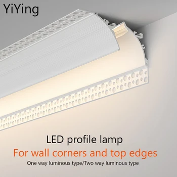 YıYıng Led alüminyum profil ışık kenarlıksız şerit lineer lamba üst köşe hattı Downlight alçı tavan ücretsiz yumuşak kanal ışıkları