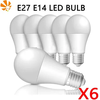 6 adet / grup E27 E14 LED Ampul 220V 3W 6W 9W 12W 15W 18W 20W Bombillas Lampada Ampul Lambaları Tasarruflu ampuller Soğuk / Sıcak Beyaz Lamba