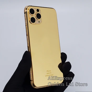 Telefon için 12Pro Max 24K Altın Mozaik elmas konut kaplama Sınırlı sayıda arka kapak iPhone11Pro Orta Çerçeve logo ile