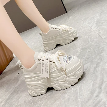 Yeni Platform Kadın deri ayakkabı 2023 Tasarımcı Tıknaz Ayakkabı Açık 8CM Rahat Lace Up Sıcak kar ayakkabıları Kadın kadın ayakkabıları