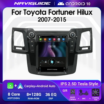 NAVİGUİDE Android 10.0 Tesla Tarzı Araba Radyo Toyota Fortuner Hilux Vigo İçin 2007-2015 GPS Navigasyon Bluetooth Oyuncu 9.7