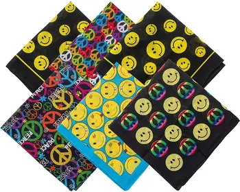 Ücretsiz Kargo 2021 Yeni Moda Sarı Yüz Gülümseme ve Barış Bandana Şapkalar Eşarp Kare Eşarp Kadınlar / Erkekler / çocuklar İçin