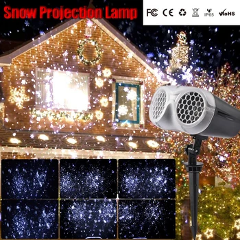 Noel Led projektör su geçirmez parti bahçe düğün hediyesi uzaktan kumanda kar tanesi projeksiyon ışıkları açık Natale Decorazio