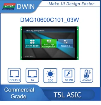 DWIN 10.1 İnç ticari sınıf,1024*600 HMI dokunmatik ekran Arduino için/STM32, IPS Ekran, RGB / TTL / RS 232