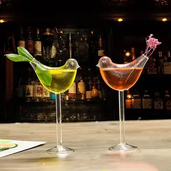Kuş Cam Şeffaf Kuş Şeklinde Kokteyl Cam Kurşunsuz Yüksek Raf şarap bardağı şarap bardağı Kuş Şeklinde Kokteyl Cam Bar