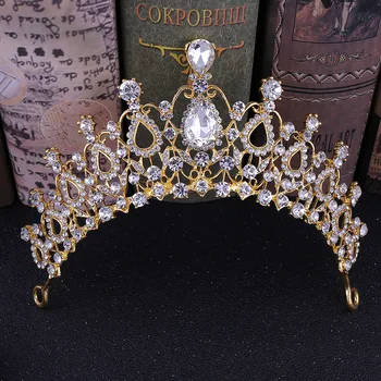 Sıcak Satış Gümüş Renk Kristal Düğün taç gelin tacı Parti Gösterisi Pageant Prenses Kristal Taç saç aksesuarları
