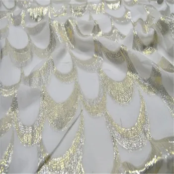 Parlak Yüksek Moda İpek Metalik Kumaş Simli Büyüleyici Altın Bayan yaz elbisesi Saree