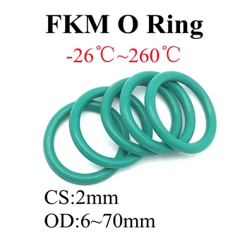 20 adet Yeşil FKM Flor Kauçuk O Ring CS 2mm OD 6mm ~ 70mm Sızdırmazlık Contası Yalıtım Yağı Yüksek Sıcaklık Dayanımı Yeşil