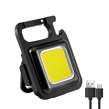 Mini LED el feneri USB şarj edilebilir ışık Anahtarlık Tirbuşon çalışma ışığı manyetik Küçük cep lambası Açık Kamp Balıkçılık için