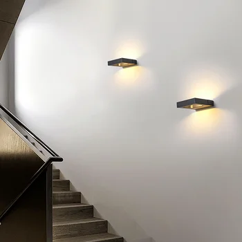 Led duvar Lambası Modern Merdiven duvar ışığı Siyah Beyaz Yaratıcı Çoktan Seçmeli Şekil Koridor Başucu Aydınlatma Dekor Armatürü