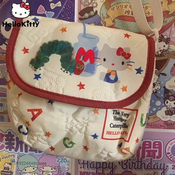 Sanrio Hello Kitty Saf Pamuk Karikatür Baskı askılı çanta Y2k Tatlı Kız Nakış Güzel Çanta Vintage Makyaj Çantası Kadınlar İçin